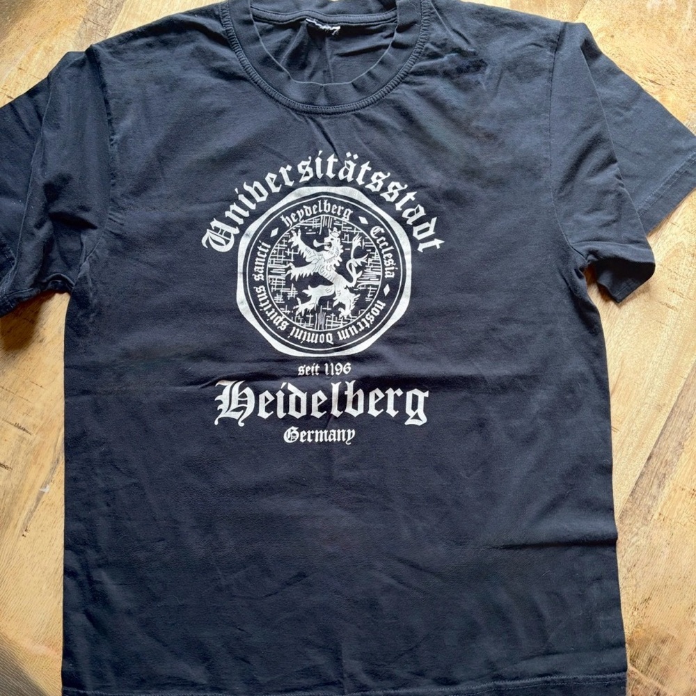 Vintage Heidelberg University Men's Black T-Shirt Europe 🇩🇪 Germany L